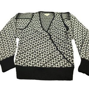 Anthropologie Maeve Womens XL Sweater 2Pc Black and‎ White Tank and Shrug